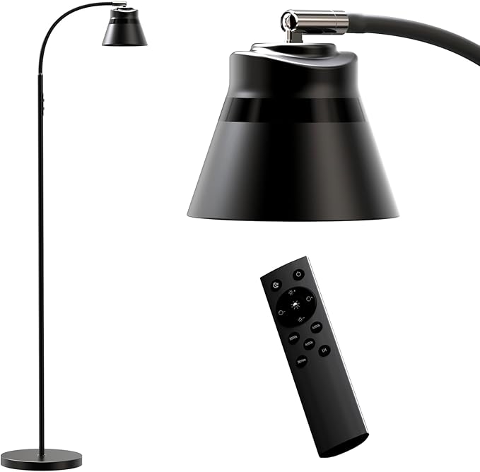 AXX Reading Floor Lamp for Living Room, Flexible Gooseneck Standing Lights for Task, Craft, Architect - Small-Shade, Metal, LED, Black, Bright, Dimmable
