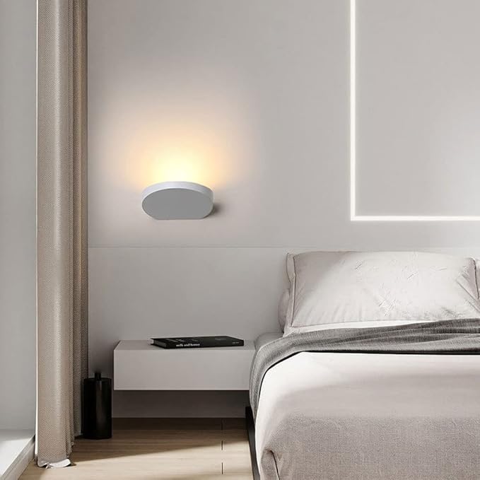Set of 2 Warm White 3000K LED Stair Lights, 5W Indoor Wall Sconces for Living Room and Bedroom - Picture Gallery Lighting (White)