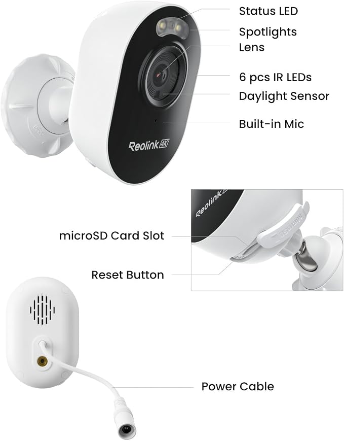 REOLINK Lumus Pro 4K Outdoor Security Camera, Plug-in Power WiFi Camera | Color Night Vision Spotlight, 2.4/5GHz WiFi 6, No Subscription Local Storage, Smart Detection, Two-Way Talk, 24/7 Recording