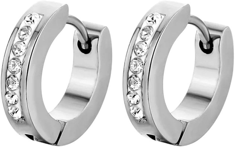 New 2026 Arrive 1Pair Punk Women And Men Different Style Stainless Hoop Earrings With Crystal Cz Simple Fashion Jewelry Trendy Accessories Creative Gift