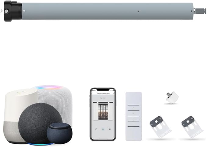 DC24V Matter Over WiFi Smart Blinds Motor 45mm, Motorized Roller Shade Kit Awning Opener, Works with Apple Home/Alexa/Google Home/SmartThings (50 N.m for Φ60mm（2-3/8"） Octagonal Tube)