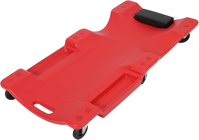 Garvee 40" Plastic Rolling Automotive Garage/Shop Creeper,350 Lbs Blow Molded Ergonomic HDPE Body Low Profile Mechanic Creeper with Padded Headrest, Dual Tool Trays and 6 Casters
