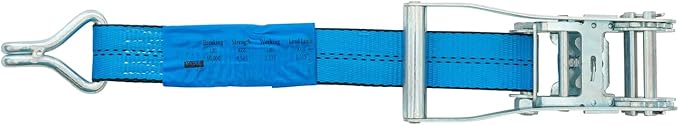 Mytee Products 20 Pack 2 inch x30 ft Heavy Duty Ratchet Straps with Double J Hooks - 10,000 Lbs Breaking Strength Blue Tie Down Straps w/Wire Hooks for Industrial Use, Trailers, Truck Cargo