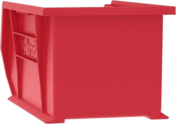 Akro-Mils 30240 AkroBins Plastic Storage Bins, Space-Saving Stackable Bins for Garage, Pantry, Craft Organization, 15-Inch x 8-Inch x 7-Inch, Red, 12-Pack