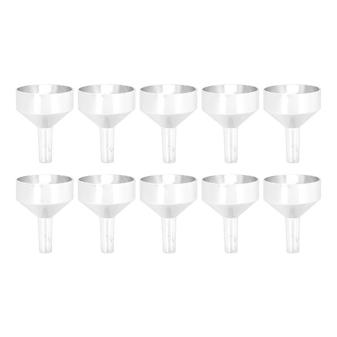 ANGGREK 10pcs Mini Aluminum Alloy Funnel Set for Filling Bottles and Transferring Cosmetics & Perfume (Silver)