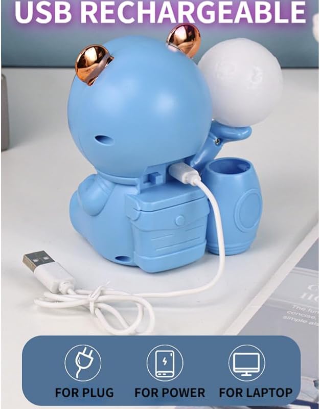 Cartoon Led Night Light for Kids with USB Rechargeable,Cute Birthday Gifts for Boys and Girls,Kawaii Room Decor Desk Accessories for Bedroom,Nursery Night Lamp for Baby (Blue)