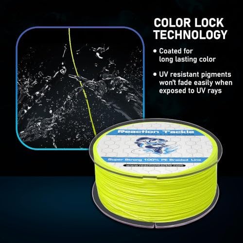 Reaction Tackle Braided Fishing Line - Pro Grade Performance for Freshwater & Saltwater - High Visibility Color