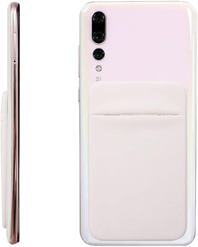 Slim Credit Card Holder for Back of Cell Phone, Stretchy Ultra Lycra 3M Self Adhesive Phone Pocket Stick On Wallet for ID Credit Card Pocket for iPhone Android Galaxy (Gold+White+Gray)