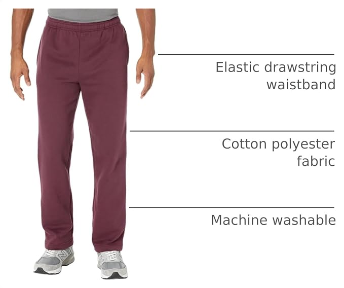 Amazon Essentials Men's Relaxed Straight Leg Fleece Open Bottom Sweatpant (Available in Big & Tall)