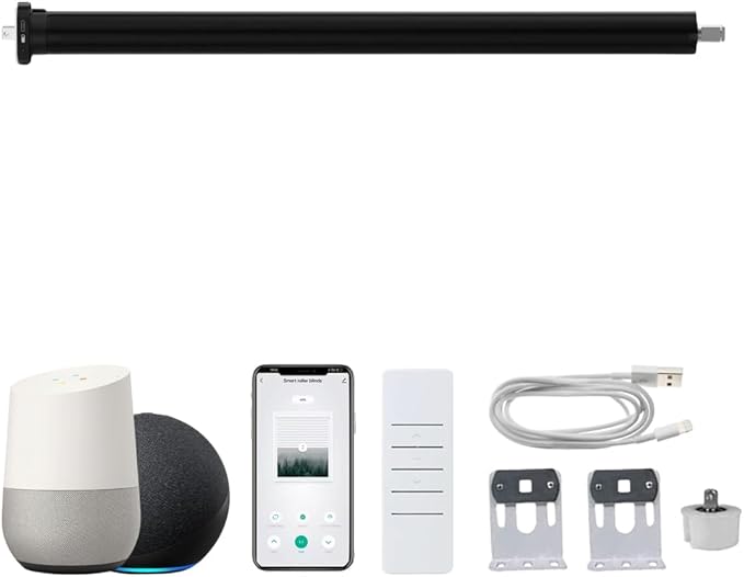 Smart ZigBee Roller Shade Motor Retrofit, Tuya App Control Electric Blind Motor, 5000mAh Rechargeable, Compatible with Alexa & Google Home, High Torque Kit (10 N.m for Φ40mm (1.57") Groove Tube)