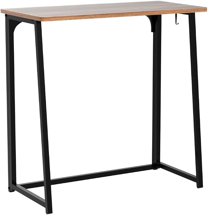 WOHOMO Folding Desk, 31.5" Foldable Computer Table for Small Spaces, Walnut | Easy Assembly and Fold, Sturdy Home office desks for Study Bedroom Dorm Space Saving Writing Work Apartment
