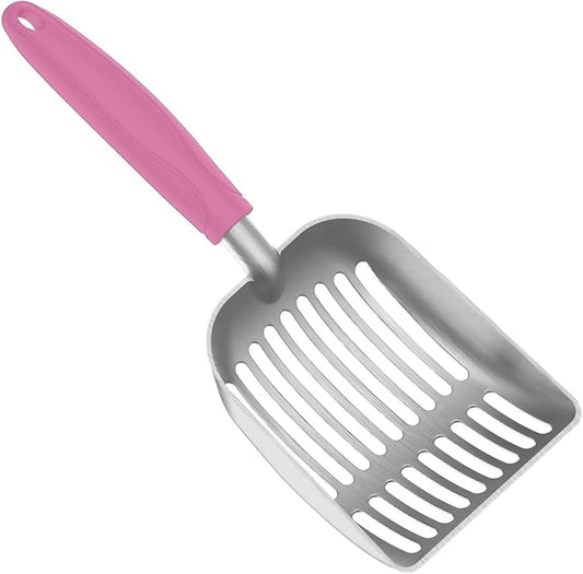 Cat Litter Scoop, Kitty Metal Scooper, Aluminum Alloy Sifter, Kitten Pooper Lifter, Deep Shovel, Long Handle, Poop Sifting, Durable, Heavy Duty, for Litter Box