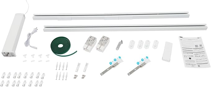 Smart Curtains System, Motorized Curtain Track 47-244 inch Adjustable Length, Motorized Rod with Remote Control, Ceiling and Wall Mount, Automated Curtain Track System (<85in)