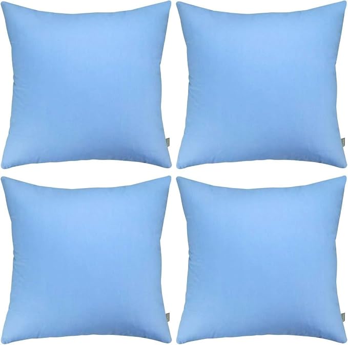 4-Pack 100% Cotton Comfortable Solid Decorative Throw Pillow Case,Thmyo Square Cushion Cover Pillowcase Sublimation Blank Pillow Covers DIY Throw Pillowcase for Sofa(16x16 inch/ 40x40cm,Sky Blue)