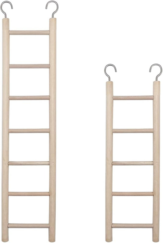2pcs Bird Wooden Ladder Bird Ladders Wooden Ladder for Bird Cage Parrot Ladder Climbing Toy Birdie Basics (5 & 7 Step)