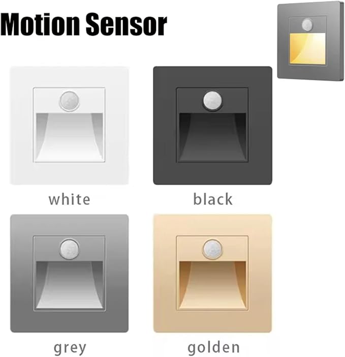4 Pack Recessed Motion Sensor Light Indoor Outdoor Step Light Lamp Sensor Intelligent Wall Light for Hallway, Kitchen, Hallway, Bedroom, Bathroom, Stairs