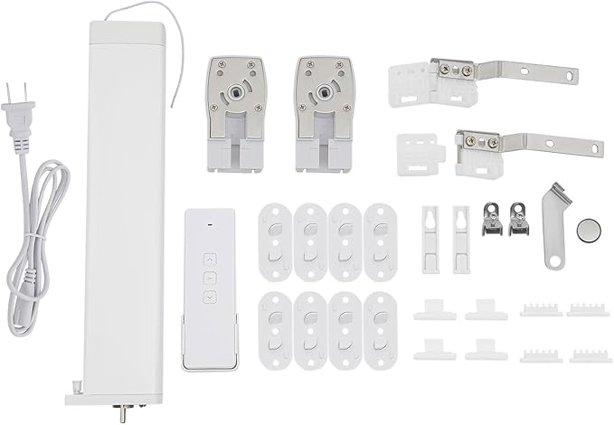 Smart Curtains System, Motorized Curtain Track 85-165.4 inch Adjustable Length, Motorized Rod with Remote Control, Ceiling and Wall Mount, Automated Curtain Track System (85-165.4in)