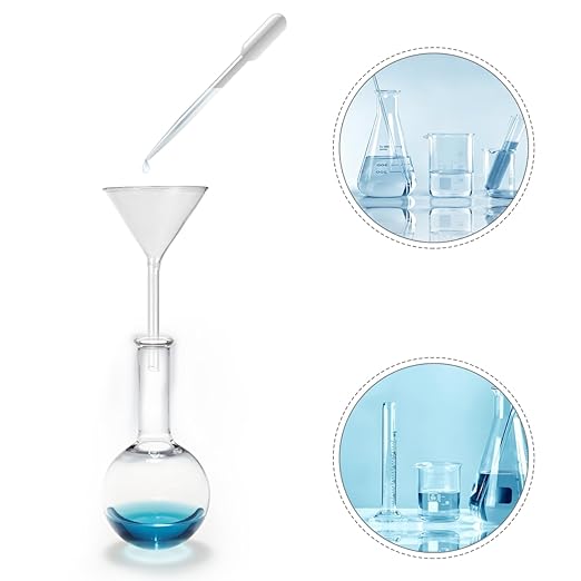 STOBAZA Glass Funnels Set of 4 Short Tube Borosilicate Lab Funnels with Fire Polished Rim and 1.6-3.4 Oz Capacity for Precise Liquid Transfer and Bottle Filling