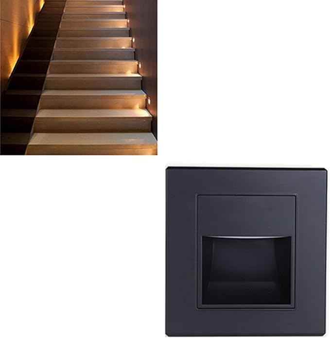 3 PCS Step Lights, 1.5W 3000K Warm Embedded Stair Step Lamp Stairwell Lighting Staircase Lights for Bedside Corridor Staircase