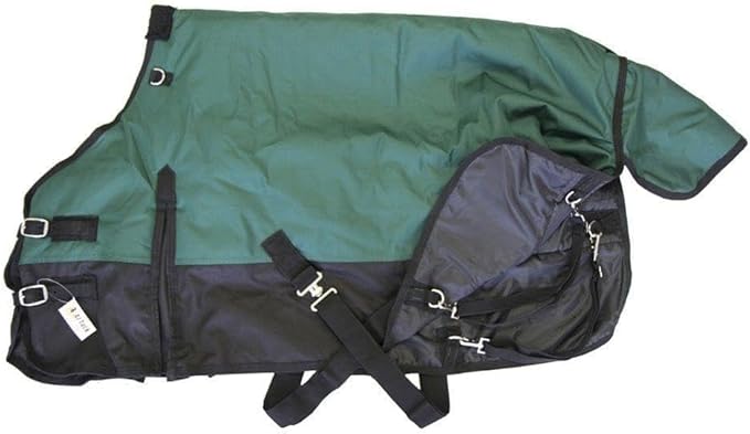 AJ Tack 1200D Waterproof Winter Pony Blanket - 300g Heavyweight Turnout with Fleece Collar, Shoulder Gussets & Tail Flap - Black 60"