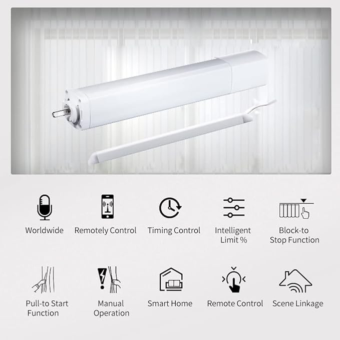 Rechargeable Motorized Curtain Tracks, Remote Control Smart Motorized Curtain Rail, Smart Curtain Opener Curtain Rod, Alexa Google Home Compatible (Zigbee Motor-5M (196.8in) Track)