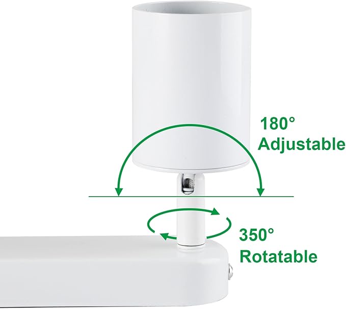 2 Way Track Lighting Kit Flexibly Rotatable Track Light Ceiling Kitchen LED Ceiling spot Light for Bedroom, Picture Wall, Hallway, Office, Bar, GU10 Socket (White-2)