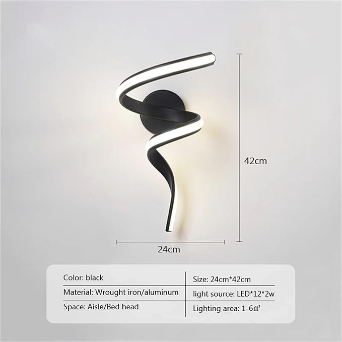 Modern Minimalist LED Wall Lamp Home Indoor Decor Wall Sconce for Living Room Bedroom Bedside Lustres Backgroud Light Decoration(Cool White,A-Black)