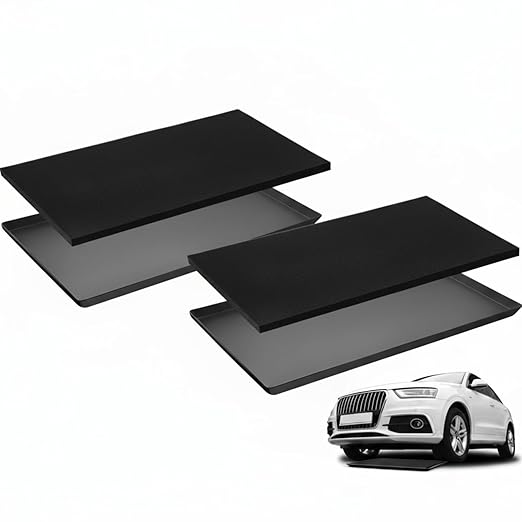 Uiifan 2 Set 47 x 29.3 x 1.6 Inch Oil Drip Pan with Thickened No Splatter Pad for Under Car Extra Large Oil Drip Tray for Automotive Garage Machinery Supplies