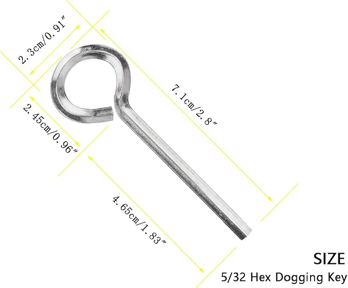 5/32” Standard Hex Dogging Key with Full Loop, Key-Ring Style Dogging Key Set 5/32 Allen Wrench Key for Push Bar Door Panic Bars, Security Door, Hex Socket,10 Pack(Middle, silver)