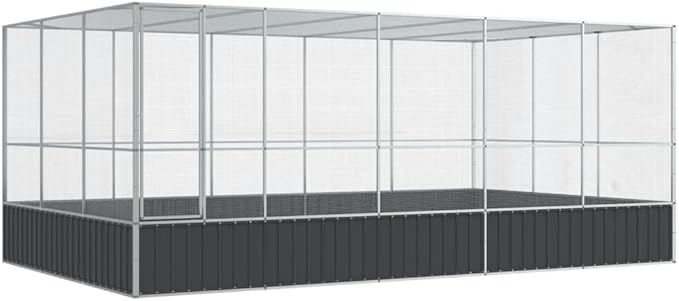 Large Bird Aviary with Extension, Outdoor Galvanized Steel Bird Cage, Galvanized Steel Outdoor Bird Aviary, Mesh Fence Bird House for Small Animals, 203.9"x120.9"x83.5"