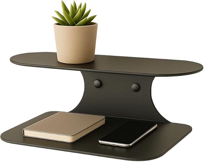 Black Metal Floating Nightstand – Wall Mounted Bedside Shelf for Bedroom, Minimalist Modern Floating Shelf, Powder-Coated Steel Wall Rack (Small - 11.4")