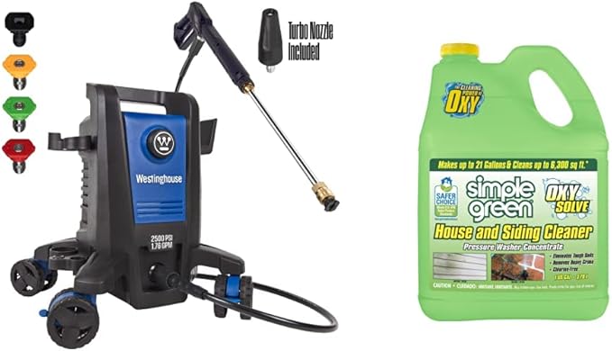 Westinghouse ePX3500 Electric Pressure Washer (2500 PSI) and Oxy Solve House and Siding Pressure Washer Cleaner (1 Gal.)