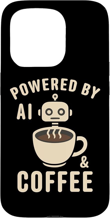 Powered by AI and Coffee Robot Case for iPhone 15 Pro