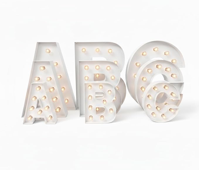 NEONSIGN Premium White Metal Marquee Letters for Wall Decor - 1.5ft to 4ft Large Light Up Alphabet & Numbers - Vintage Industrial LED Sign for Wedding, Party, Business Logo & Home Bar (24 INCHES)