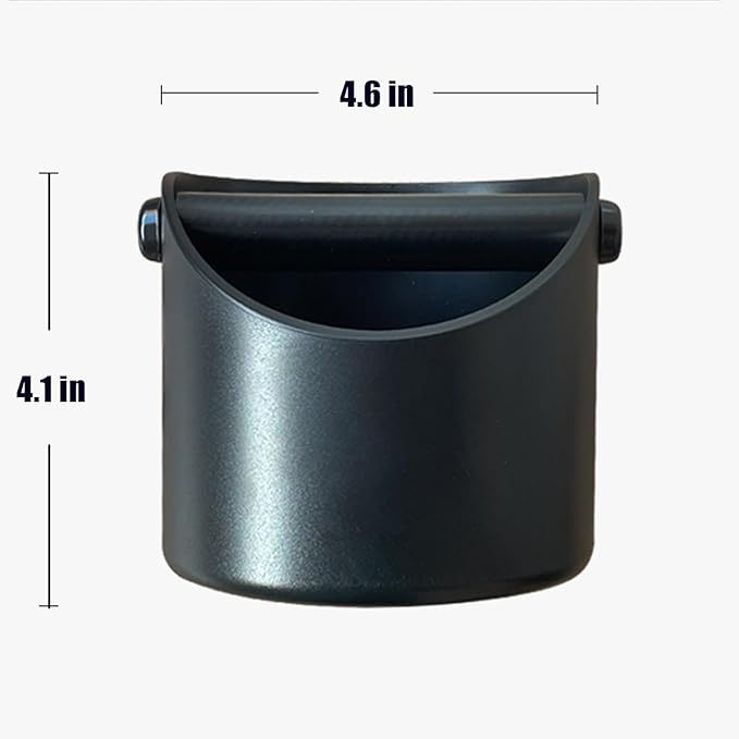 Coffee Knock Box, 4.6 in, Barista Style Espresso Grounds Knock Box, Removable Plastic Knock Rod, Non-Slip Base, Espresso Maker Accessory (Black)
