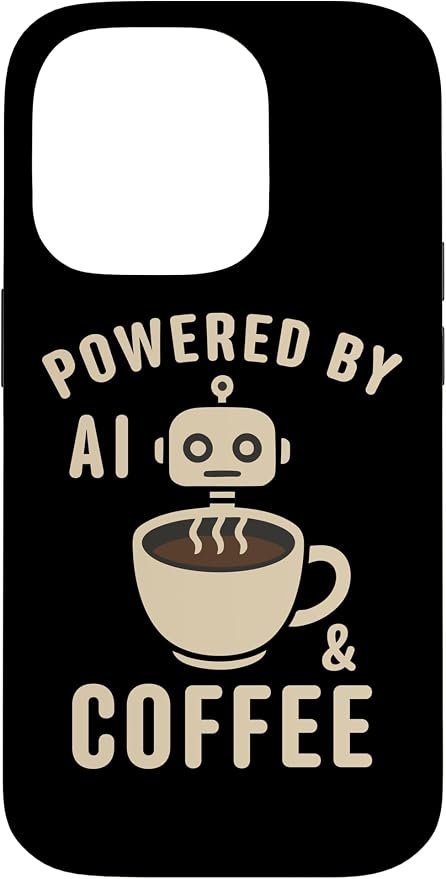 Powered by AI and Coffee Robot Case for iPhone 14 Pro