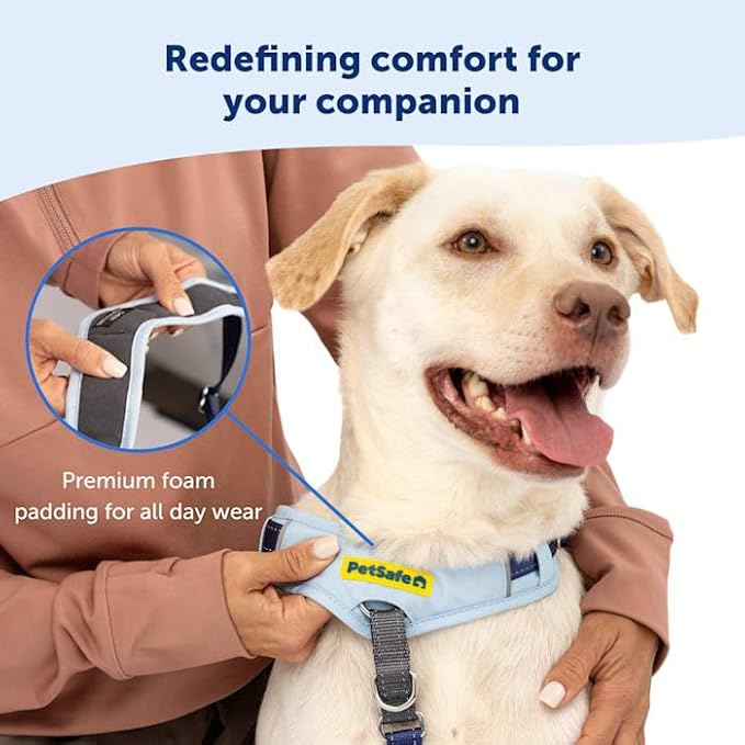 PetSafe Easy Walk Comfort No-Pull Dog Harness - Better Walk Training Harness - Full Body Padded Design - Durable Fabric - 5 Point Adjustable Fit - Everyday Leash Training - Blue - Medium/Large
