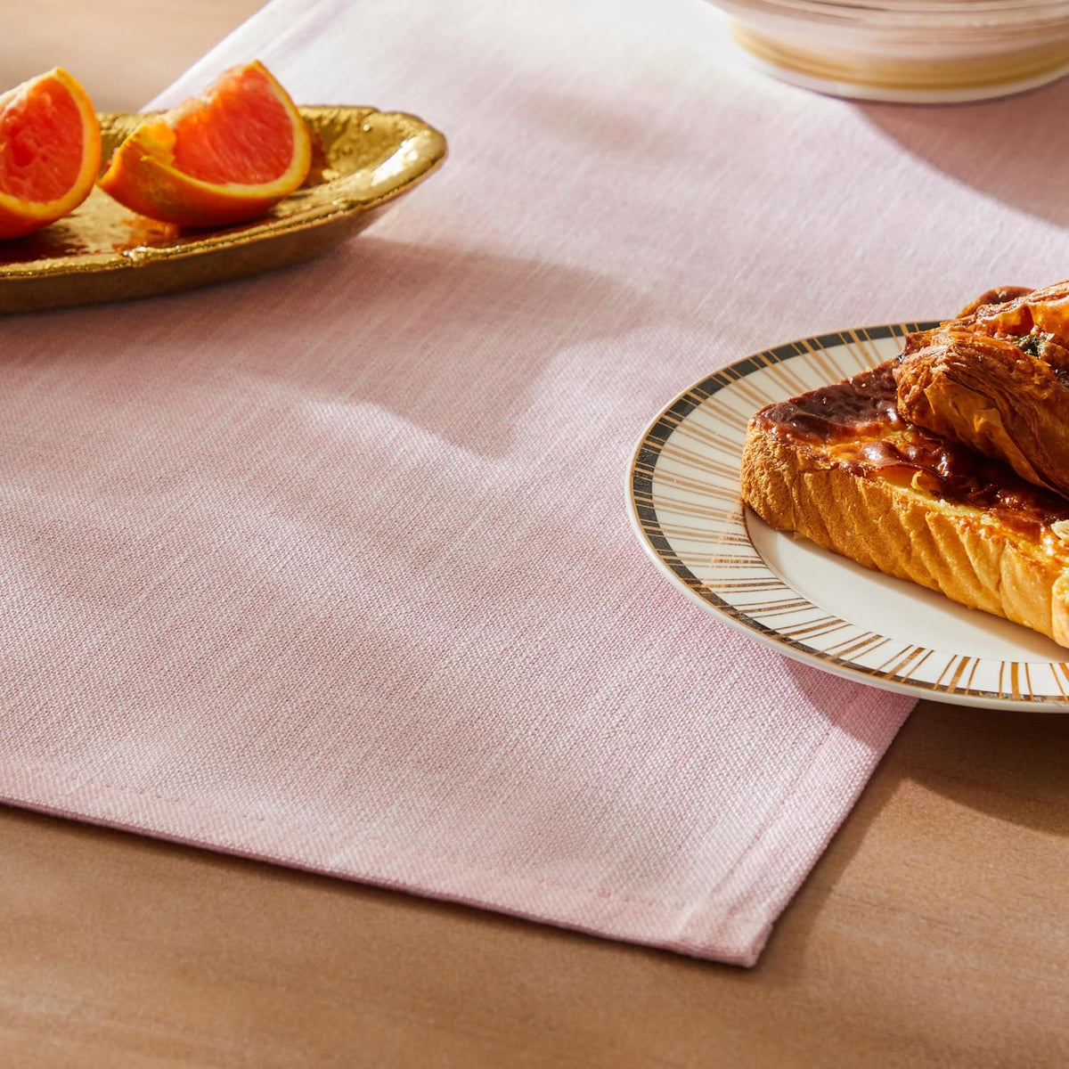 ZeeMart Rustic Cotton Linen Table Runner, 13x72 Inches Pink