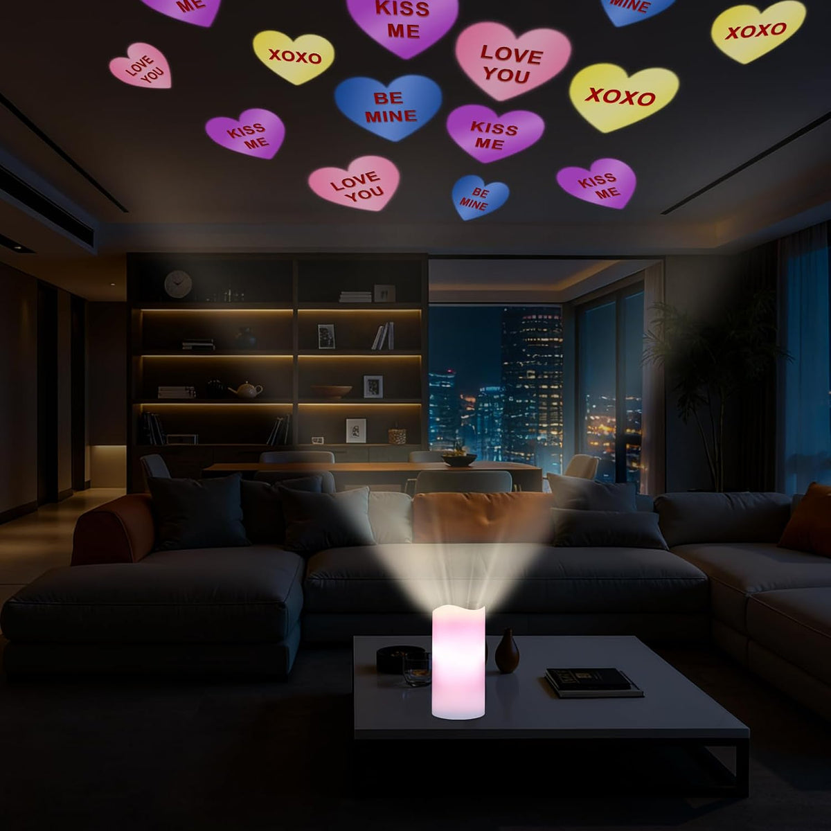 Valentines Day Decorations, Flameless Candles with Heart Projector