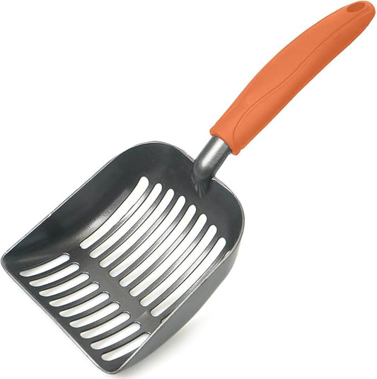 Cat Litter Scoop, Kitty Metal Scooper, Aluminum Alloy Sifter, Kitten Pooper Lifter, Deep Shovel, Long Handle, Poop Sifting, Durable, Heavy Duty, for Litter Box