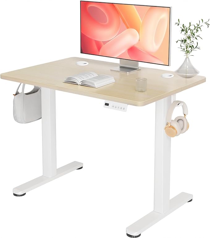 YDN 35 x 20 Inch Nature Electric Standing Desk | Adjustable Height, Sit Stand, Cable Management, Ergonomic, Home Office