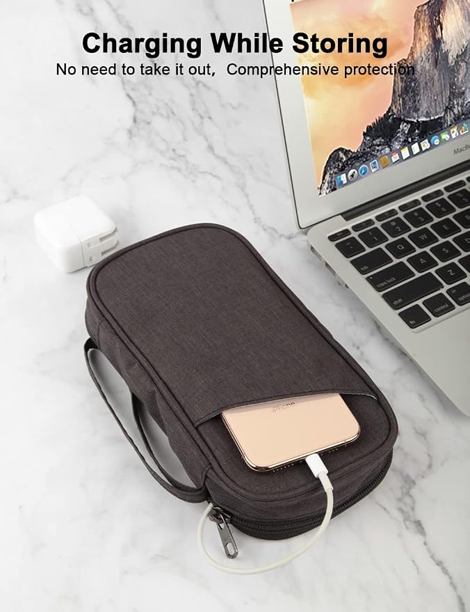 GOX Cable Organizer Pouch ��� Case for Chargers and Cords, Cord Organizer Travel Black, Small Cable Organizer Bag for Earbuds & Tech Accessories(Black)