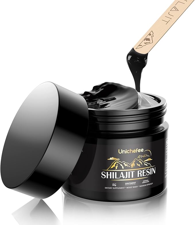Shilajit Resin for Men and Women, Pure Himalayan Organic 100% Shilajit Natural Resin Mineral Holistic Health Supplements with 85+ Trace Minerals & Fulvic Acid for Energy -60g