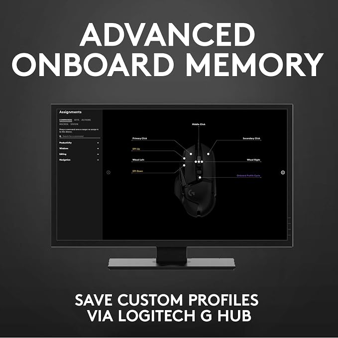 Logitech G502 Hero Wired Gaming Mouse - Black | High performance, 25,600 DPI, RGB, adjustable weights, 11 programmable buttons, on-board memory, PC/Mac
