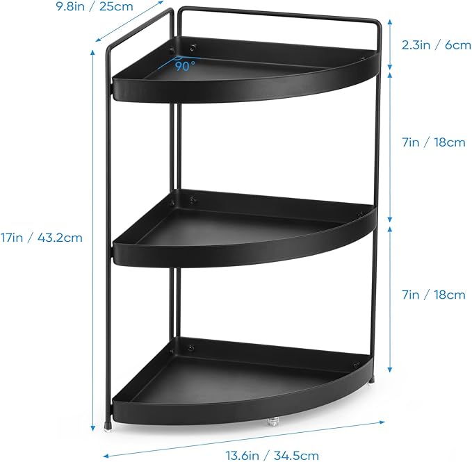 Corner Shelf 3 Tier Bathroom Countertop Organizer ，Kitchen Bathroom Countertop Perfume Trays for Dresser Cosmetic Makeup Organization Standing Shelves Space Saving Holder