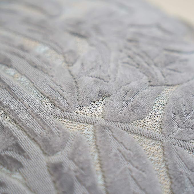 Alerfa 12 x 20 Inch Gray Silver Rectangle Maple Leaf Pillow Embroidery Cut Velvet Cushion Case Luxury Modern Lumbar Throw Pillow Cover Decorative Pillow for Couch Sofa Living Room Bedroom Car