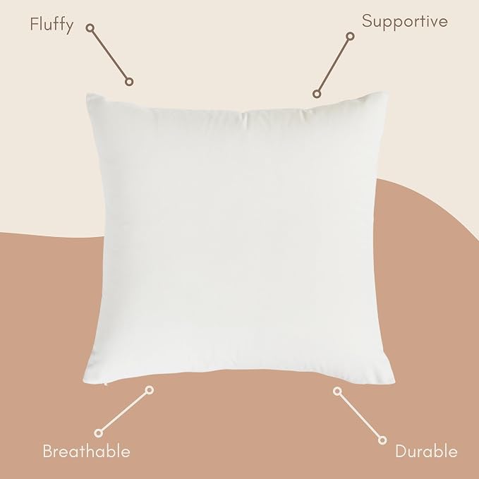 Solid Color Velvet Throw Pillow with Insert Included (White, 22"x22"), Decorative Pillow for Sofa, Couch, Bed, Chair Cushion