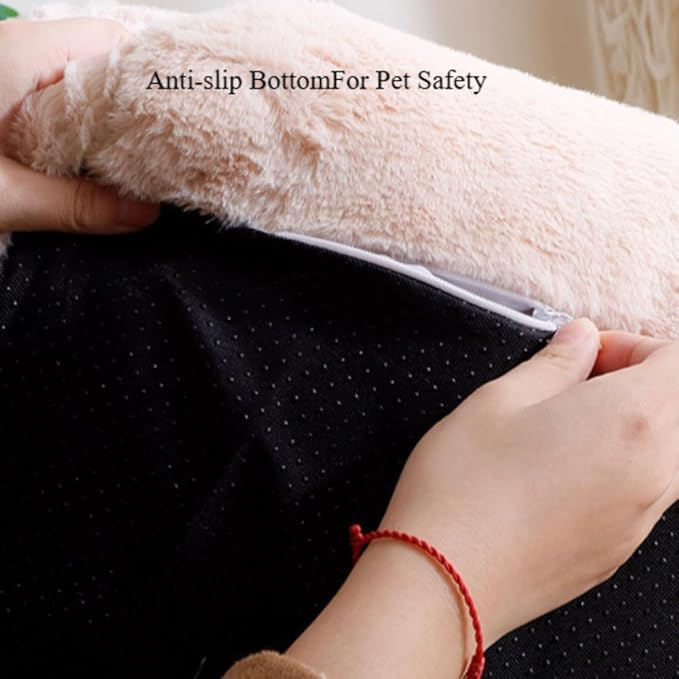 Soft Fluffy Self-Warming Cat Bed | Washable Pet Sofa for Indoor Cats & Small Dogs | Cute Princess-Inspired Kitten Couch & Puppy Bed(Beige,29.53''*20.08''*11.02'')