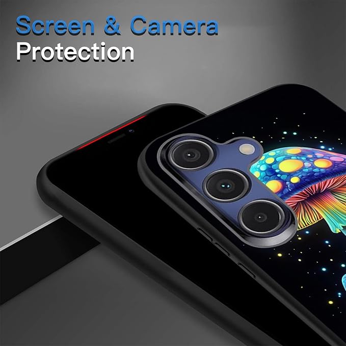 Designed for Galaxy S25 FE Phone Case,Slim Silicone Shockproof Protective Case for Galaxy S25 FE 6.7 inch,Luminous Mushroom