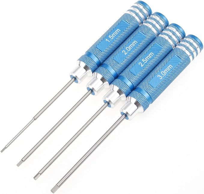 Allen Hex Screwdrivers Key Driver Tool Set T10059 1.5mm 2mm 2.5mm 3mm M1.5 M2 M2.5 M3 Aluminum Handle HSP 4PCS
